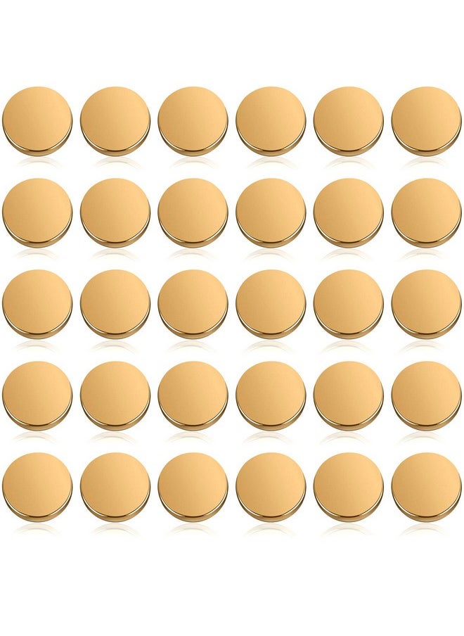 Chuangdi - 30 Pieces Metal Flat Button Alloy Shank Button Round Shaped Sewing Button Metal Button For Women Suit Woolen Coat Shirt Trousers Sewing Crafts (Gold 15 Mm) - Image 1