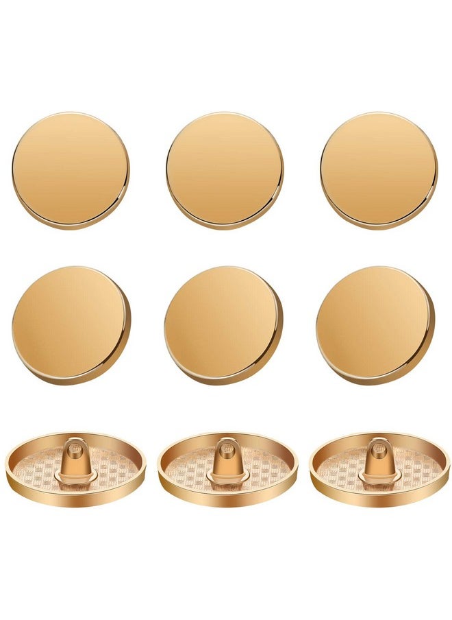 Chuangdi - 30 Pieces Metal Flat Button Alloy Shank Button Round Shaped Sewing Button Metal Button For Women Suit Woolen Coat Shirt Trousers Sewing Crafts (Gold 15 Mm) - Image 1