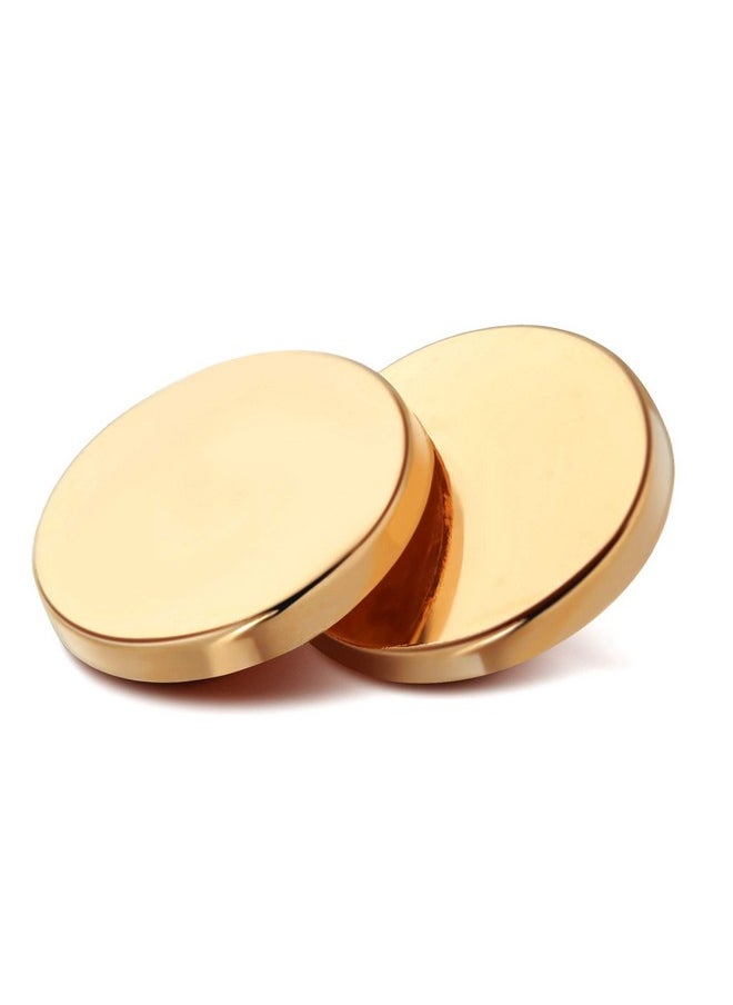 Chuangdi - 30 Pieces Metal Flat Button Alloy Shank Button Round Shaped Sewing Button Metal Button For Women Suit Woolen Coat Shirt Trousers Sewing Crafts (Gold 15 Mm) - Image 1