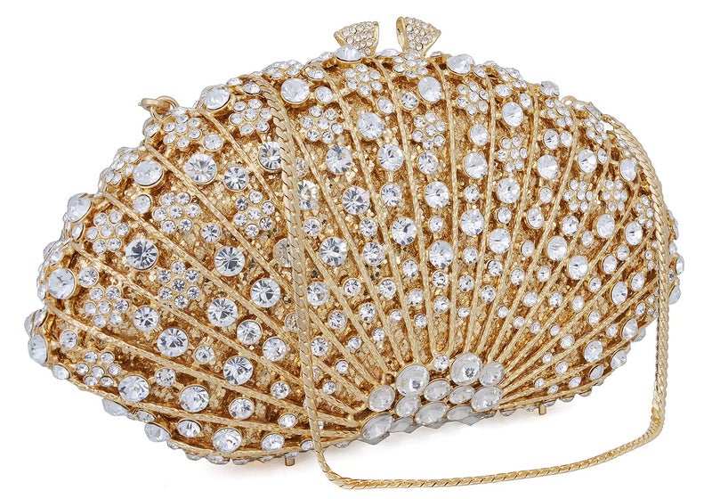 Mossmon Crystal Clutch Women Luxury Rhinestone Evening Bag (Gold) - Image 2
