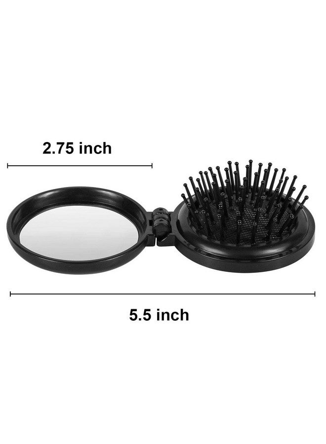 Aooba 3Pcs Folding Travel Hair Brush With Mirror, Mini Comb/Wet Brushes, Compact Purse Pocket Hair Massage Combor For Women And Girls - Image 2