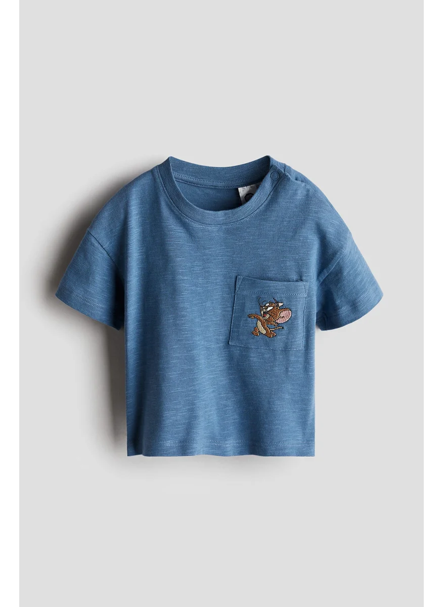 H&M Patch-Pocket Cotton T-Shirt