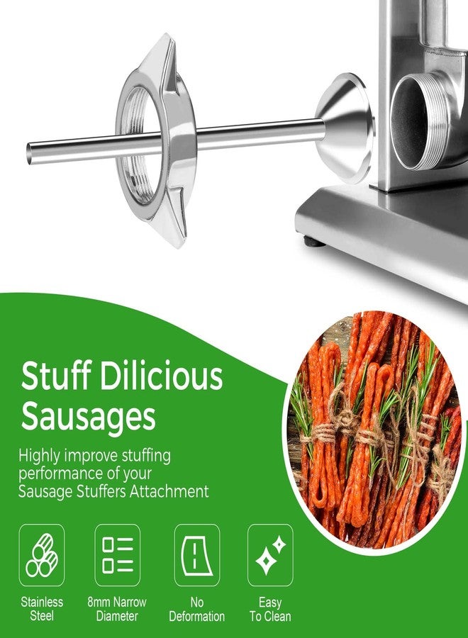 Wutfly 10mm Stainless Steel Sausage Stuffer Tube, #5 Meat Grinder Funnel Attachment for Homemade Snack Sticks & Breakfast Links, Slim Sausage Stuffing Horn Replacement - Image 3