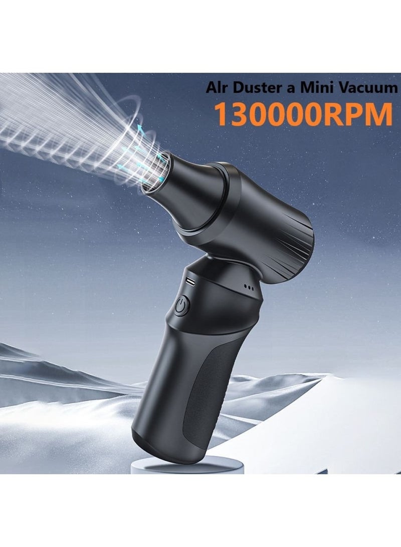 تشانجلي منفاخ هواء كهربائي، 130,000 دورة في الدقيقة، 3 سرعات قابلة للتعديل، منفاخ هواء لاسلكي، بطارية قابلة لإعادة الشحن 6000 مللي أمبير، منظف غبار محمول للكمبيوتر والسيارة والمنزل والخارج، يحل محل علب الهواء المضغوط - Image 1
