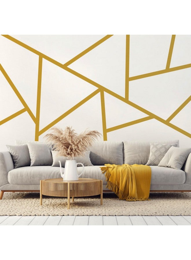 إيزما ملصقات جدارية ذهبية ملصقات جدارية مخططة قابلة للتقشير واللصق بخط معدني ملصقات جدارية حديثة من الفينيل ملصقات جدارية هندسية بسيطة لغرفة النوم وغرفة المعيشة وديكور المكتب - Image 1