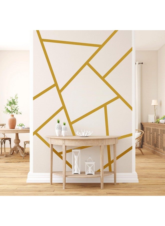 إيزما ملصقات جدارية ذهبية ملصقات جدارية مخططة قابلة للتقشير واللصق بخط معدني ملصقات جدارية حديثة من الفينيل ملصقات جدارية هندسية بسيطة لغرفة النوم وغرفة المعيشة وديكور المكتب - Image 5