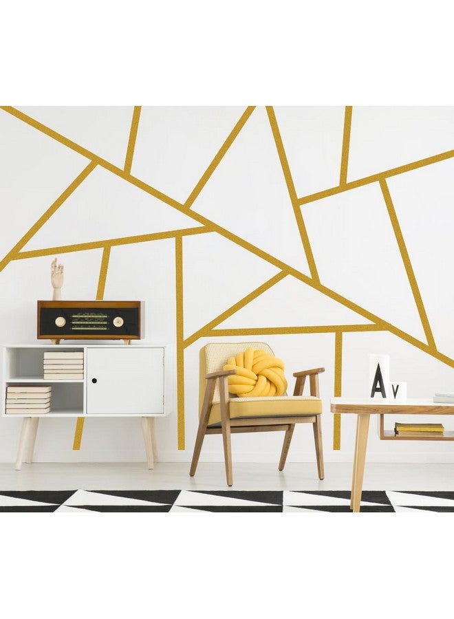 إيزما ملصقات جدارية ذهبية ملصقات جدارية مخططة قابلة للتقشير واللصق بخط معدني ملصقات جدارية حديثة من الفينيل ملصقات جدارية هندسية بسيطة لغرفة النوم وغرفة المعيشة وديكور المكتب - Image 3
