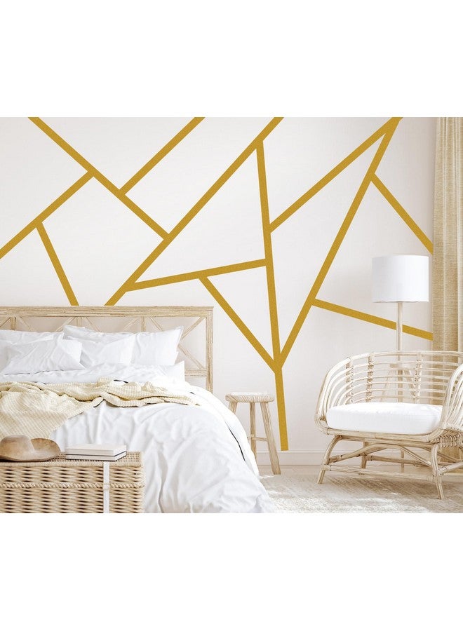 إيزما ملصقات جدارية ذهبية ملصقات جدارية مخططة قابلة للتقشير واللصق بخط معدني ملصقات جدارية حديثة من الفينيل ملصقات جدارية هندسية بسيطة لغرفة النوم وغرفة المعيشة وديكور المكتب - Image 2