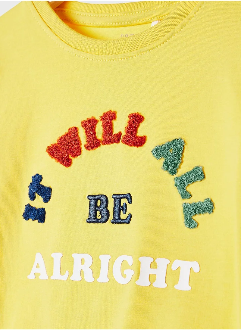 NAME IT Kids Embroidered Text T-Shirt