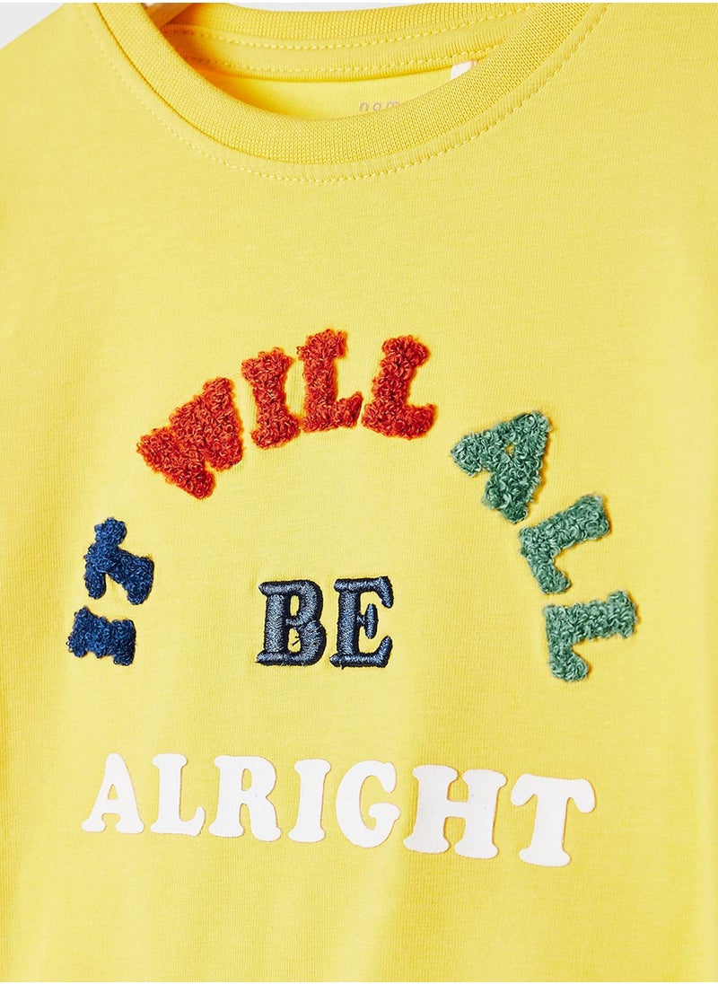 NAME IT - Kids Embroidered Text T-Shirt - Image 1