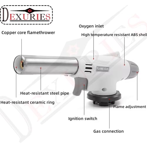 DEXURIES Heavy Duty Automatic Butane Can Flame Gun Torch | Multipurpose Camping Gas Torch | Auto Ignition for Welding or Professional Work (Pack of 1) (Grey) - Image 4