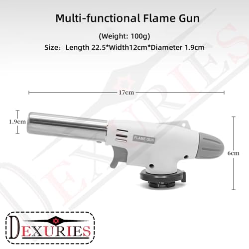 DEXURIES Heavy Duty Automatic Butane Can Flame Gun Torch | Multipurpose Camping Gas Torch | Auto Ignition for Welding or Professional Work (Pack of 1) (Grey) - Image 2