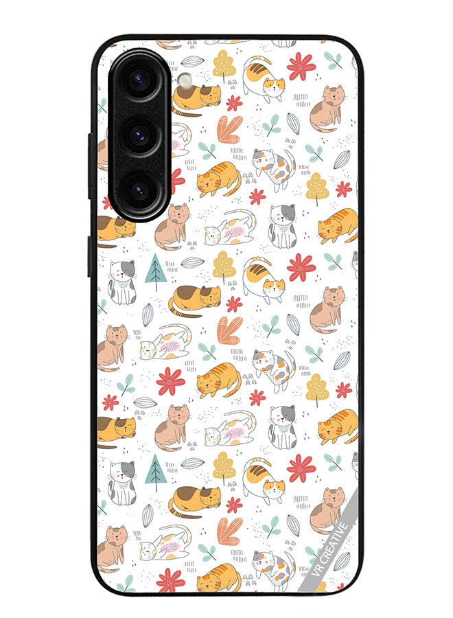 VR CREATIVE Protective Case Cover For Samsung Galaxy S24 Plus Chilling Cat Pattern Design Multicolour - Image 1