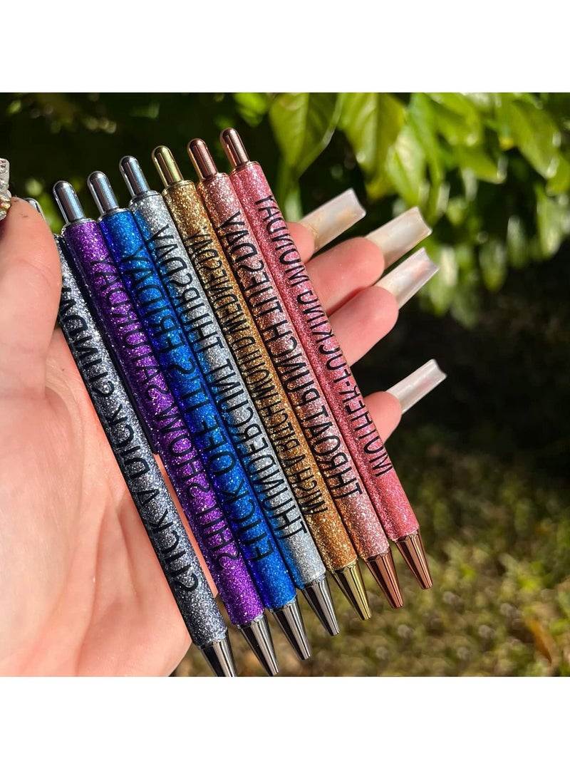 Generic - 7PCS Glitter Pen Set Week Funny Office Gifts Funny Pens Swear Word Daily Pen Set Weekday Days of the Week Pens Dirty Cuss Word Pens - Image 1