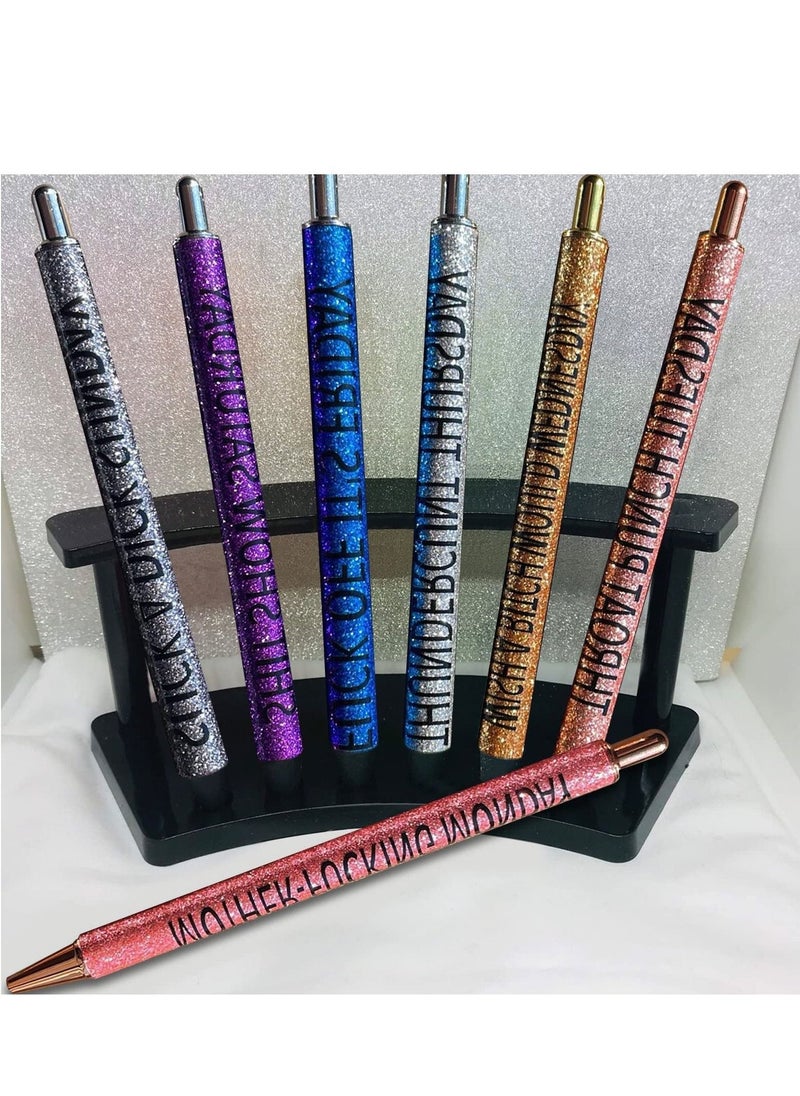 Generic - 7PCS Glitter Pen Set Week Funny Office Gifts Funny Pens Swear Word Daily Pen Set Weekday Days of the Week Pens Dirty Cuss Word Pens - Image 1