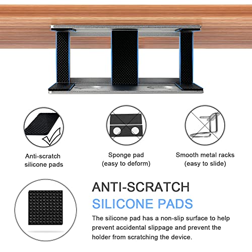 IFCASE Under Desk Laptop Mount with Adhesive & Screw in, Hard Aluminum Under Desk Shelf Holder for Laptop, Mac Mini, MacBook, Keyboard with Anti-Scratch Silicone (Silver) - Image 4