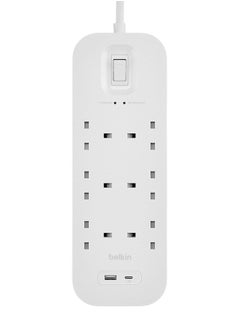 belkin 6 Way Power Extension 2M Cord 18W USBA  USBC Ports  - Image 1