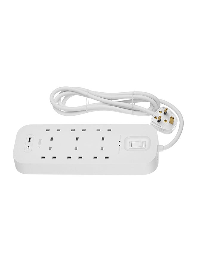 belkin 6 Way Power Extension 2M Cord 18W USBA  USBC Ports - Image 2