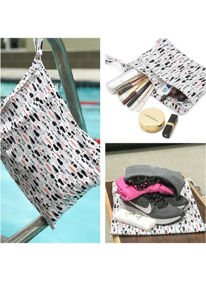 ALVABABY 3pcs Baby Cloth Diaper Wet Dry Bags Waterproof Reusable with Two Pockets Travel Beach Pool Daycare Soiled Baby Items Yoga Gym Bag for Swimsuits or Wet Clothes - Image 5
