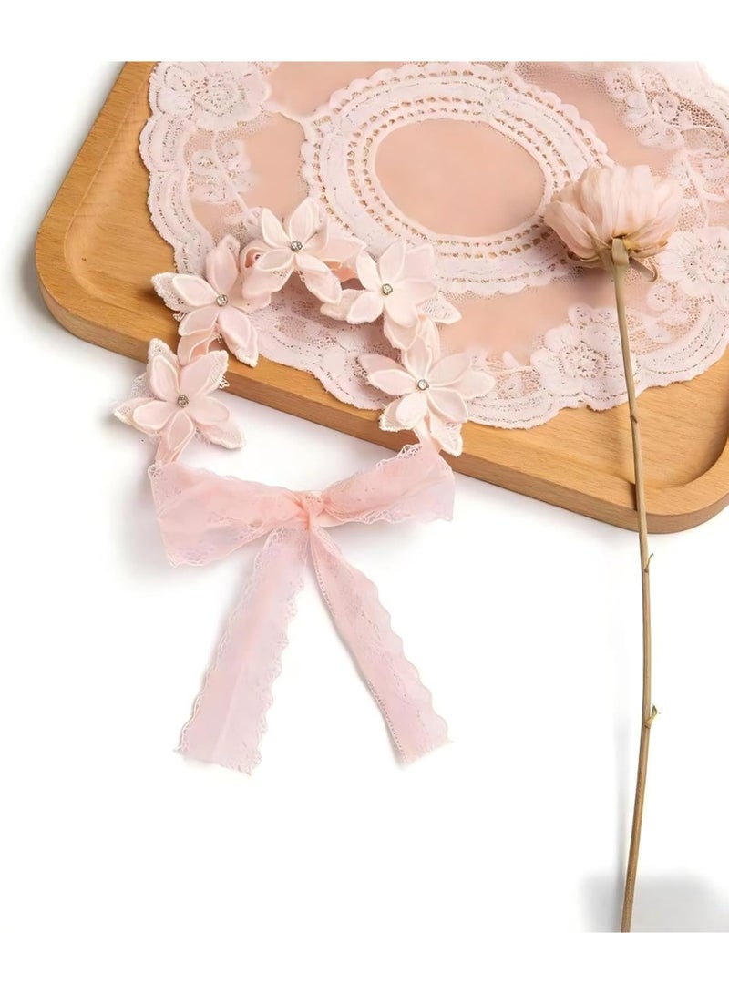 ATRJSZ 2 Pcs Baby Girls Cute Bow-knot Headband, Soft Lace Floral Hairbands Kids Hair Accessories - Image 3