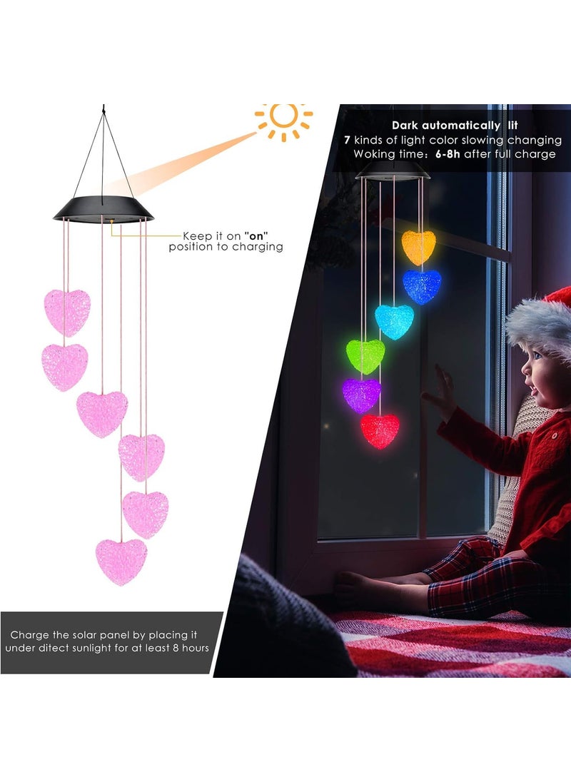 GRACIOUS MART GRACIOUS MART Solar Wind Chimes Colors Changing Lights Best Gifts for Mom Grandma Women Mothers Decorations Windchimes Outdoor Garden Yard Decor Heart  - Image 3