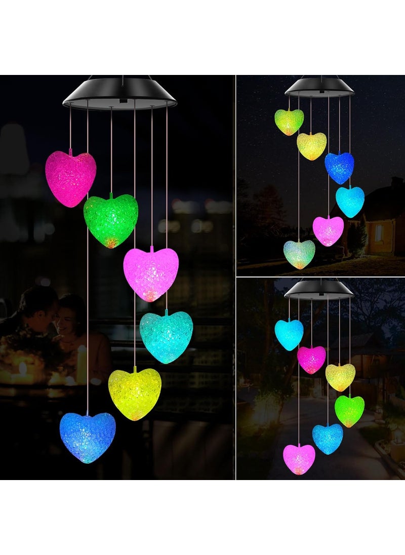 GRACIOUS MART GRACIOUS MART Solar Wind Chimes Colors Changing Lights Best Gifts for Mom Grandma Women Mothers Decorations Windchimes Outdoor Garden Yard Decor Heart  - Image 1