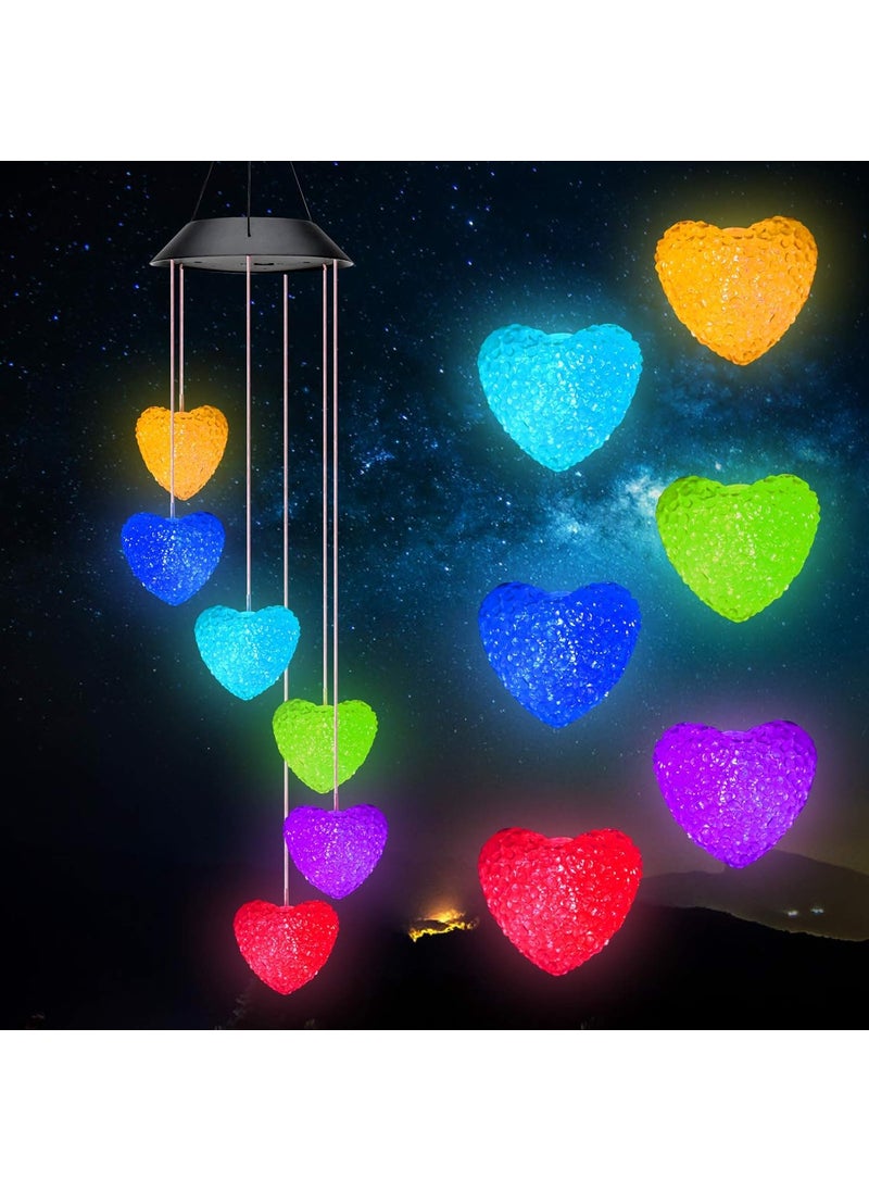 GRACIOUS MART GRACIOUS MART Solar Wind Chimes Colors Changing Lights Best Gifts for Mom Grandma Women Mothers Decorations Windchimes Outdoor Garden Yard Decor Heart  - Image 2