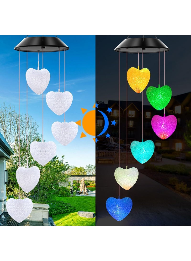 GRACIOUS MART GRACIOUS MART Solar Wind Chimes Colors Changing Lights Best Gifts for Mom Grandma Women Mothers Decorations Windchimes Outdoor Garden Yard Decor Heart  - Image 4