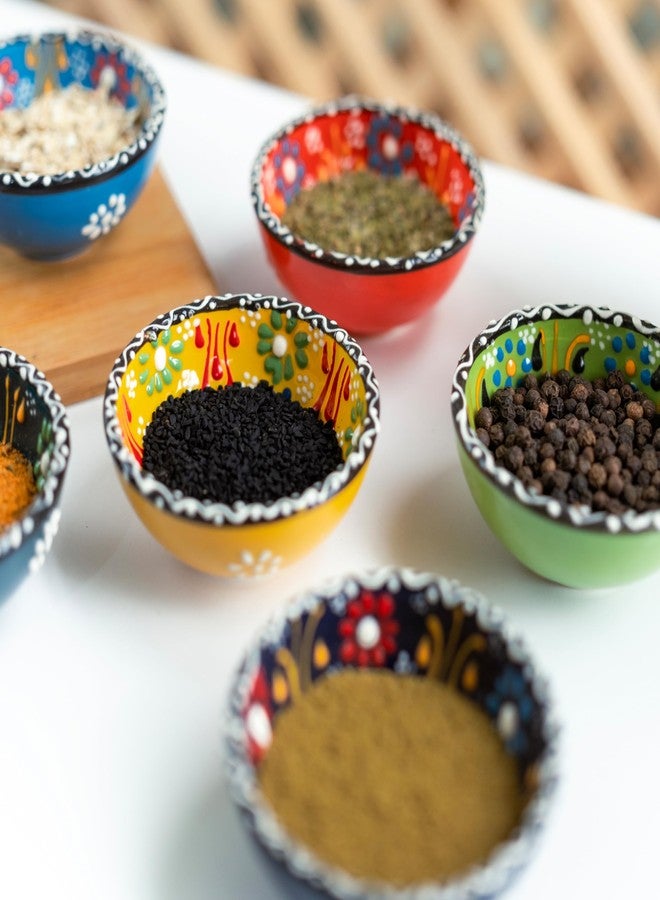 Elyese Ceramic Small Dipping Bowls Set of 6, 3.5 Oz Soy Sauce Dish, Handmade Charcuterie, Colorful Pinch, Dishwasher & Microwave Safe, 3.2'' Mini (SULTAN'S GARDEN) - Image 5