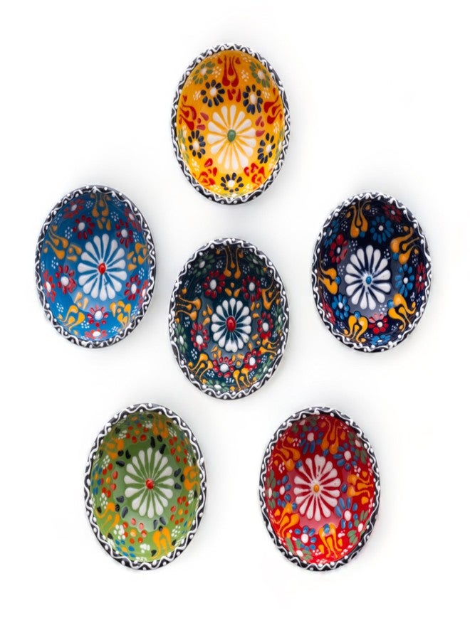 Elyese Ceramic Small Dipping Bowls Set of 6, 3.5 Oz Soy Sauce Dish, Handmade Charcuterie, Colorful Pinch, Dishwasher & Microwave Safe, 3.2'' Mini (SULTAN'S GARDEN) - Image 1