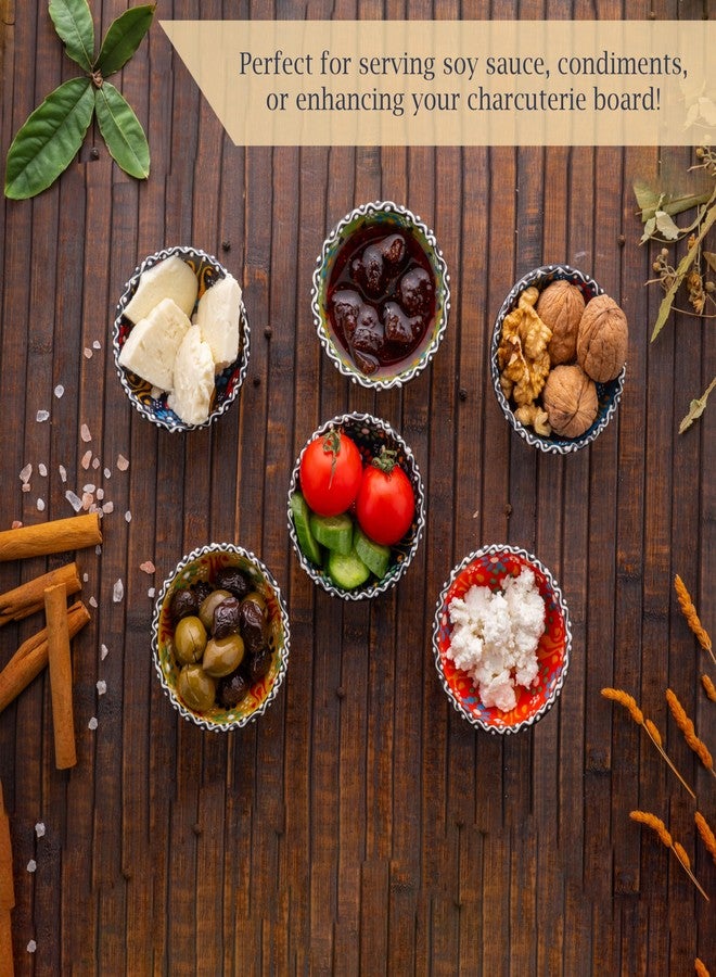 Elyese Ceramic Small Dipping Bowls Set of 6, 3.5 Oz Soy Sauce Dish, Handmade Charcuterie, Colorful Pinch, Dishwasher & Microwave Safe, 3.2'' Mini (SULTAN'S GARDEN) - Image 4