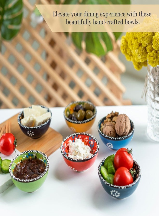 Elyese Ceramic Small Dipping Bowls Set of 6, 3.5 Oz Soy Sauce Dish, Handmade Charcuterie, Colorful Pinch, Dishwasher & Microwave Safe, 3.2'' Mini (SULTAN'S GARDEN) - Image 2