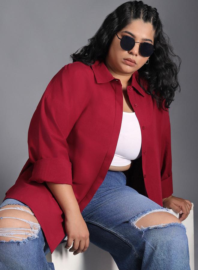 HIGH STAR HIGH STAR Plus Size Classic Spread Collar Oversized Casual Shirt - Image 3