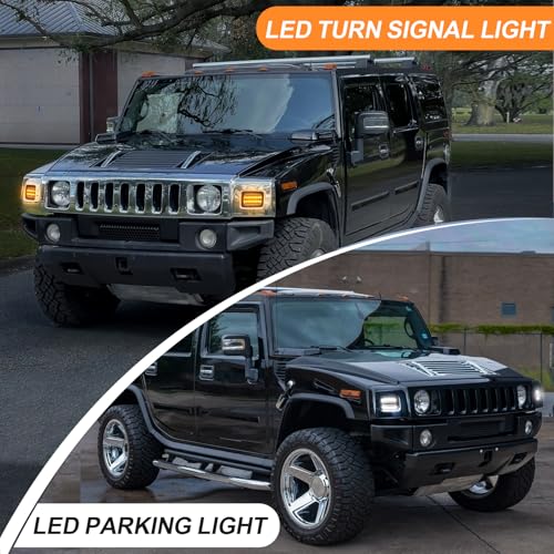Mynoway Clear Lens Sequential LED Turn Signal Lights Compatible With 2003 2004 2005 2006 2007 20082009 H2 SUV & SUT, White LED Parking & Corner Light Assembly - Image 3