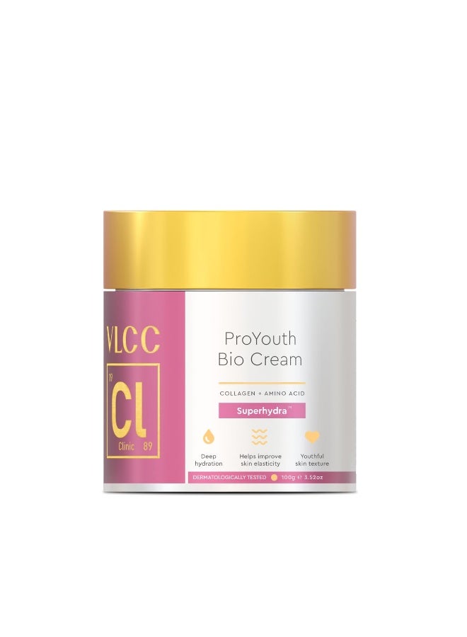VLCC Clinic ProYouth Bio Cream - 100g | Powered By SuperHydra™ Complex | Anti-Aging Bio Cream with Collagen & Amino Acids | Anti-Aging | Balances Skin Tone | Hydration | Suitable for All Skin Types - Image 1