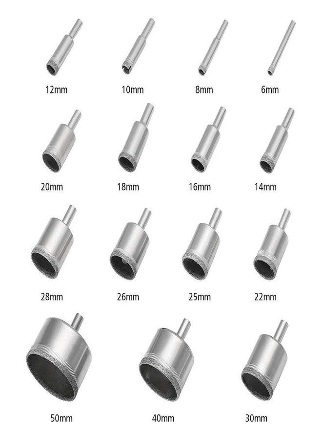 3 اوترس مجموعة منشار ثقب الماس من 3 أوتر، 15 قطعة، رؤوس مثقاب للزجاج والبلاط (6 مم - 50 مم / 1/4 بوصة - 2 بوصة)، مثالية للزجاج والزجاجات والأواني والرخام وحجر الجرانيت - Image 2