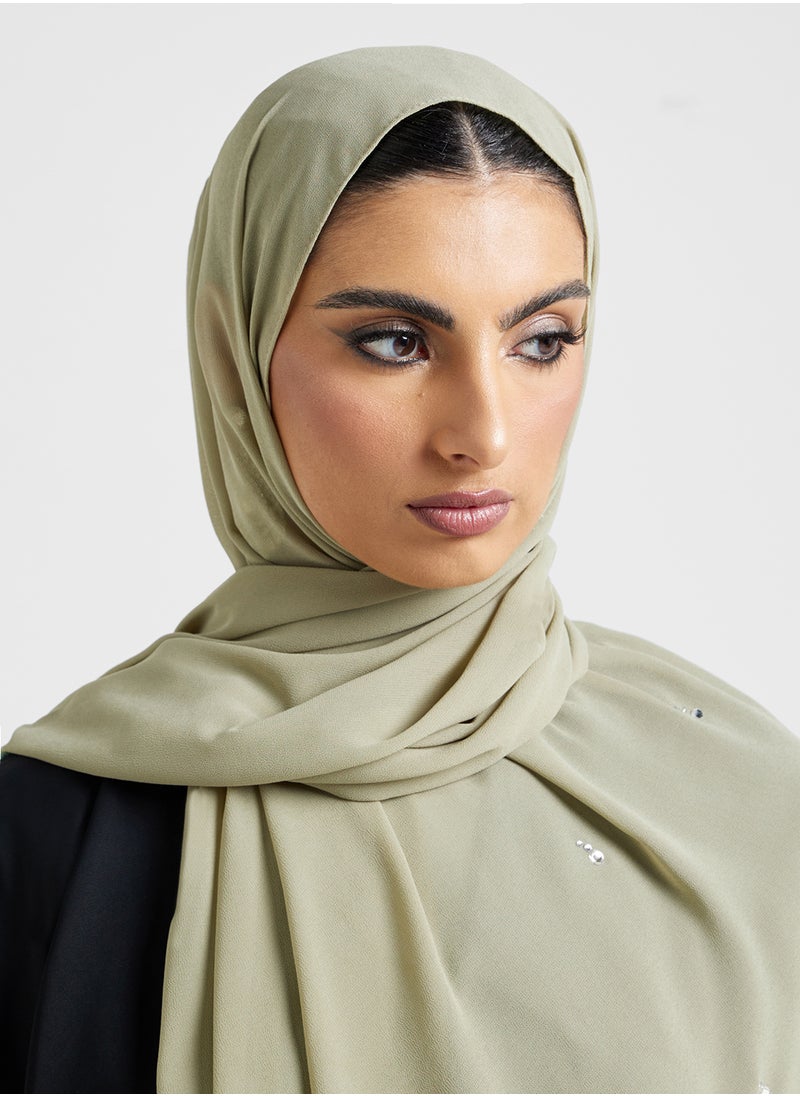 Khizana - Diamante Detail Long Hijab Scarf - Image 1
