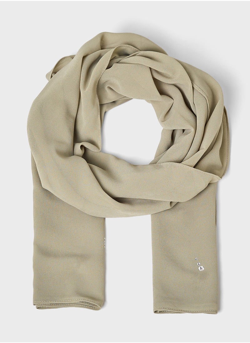 Khizana - Diamante Detail Long Hijab Scarf - Image 1