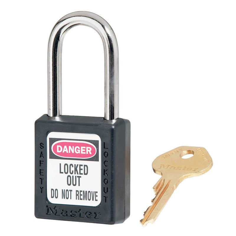 Master Lock Master Lock 410BLK Lockout Tagout Safety Padlock with Key Black 025 in Shackle Diameter