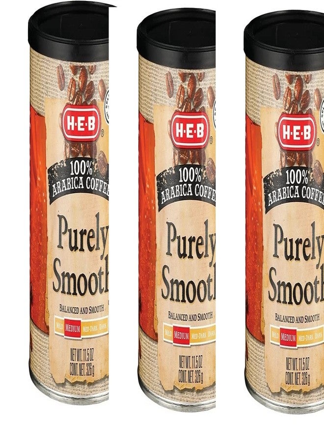 H‑E‑B Purely Smooth Medium Roast Ground Coffee 11.5 oz(pack of 3)