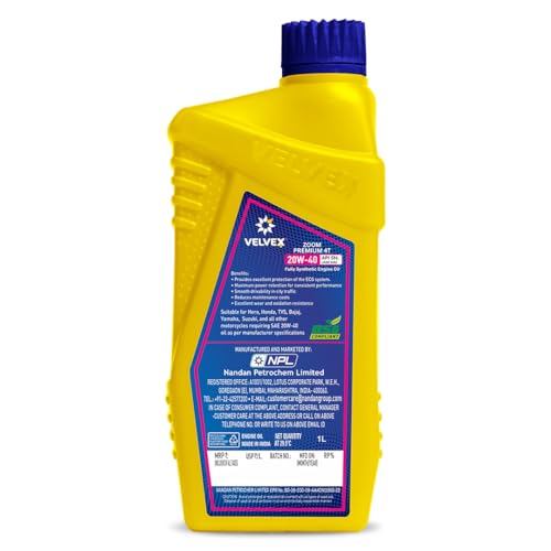 Velvex Zoom Premium 4T 20W-40 Fully Synthetic Motorcycle Oil (900 ML) | Penta Max Protection for Bikes | Smoother Engine Operation | API SN/JASO MA2 - Image 2