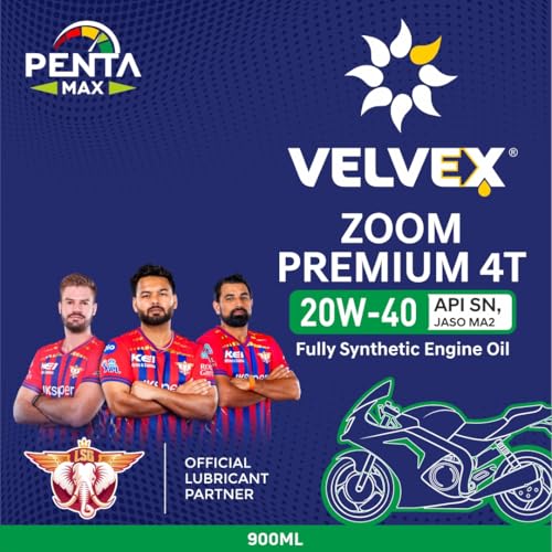 Velvex Zoom Premium 4T 20W-40 Fully Synthetic Motorcycle Oil (900 ML) | Penta Max Protection for Bikes | Smoother Engine Operation | API SN/JASO MA2 - Image 3