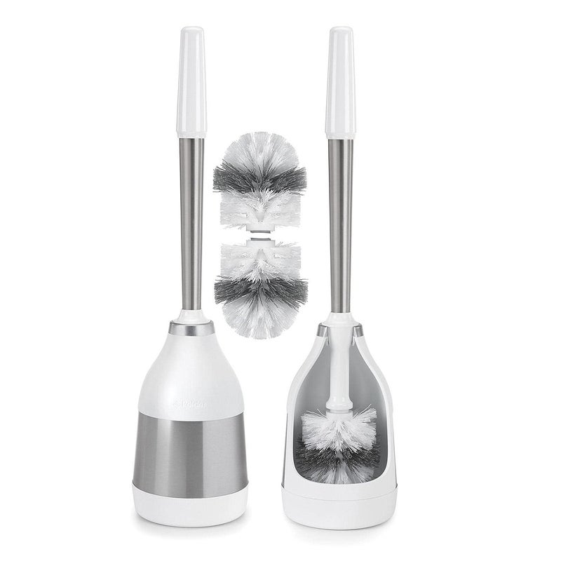 Polder Stainless Steel Toilet Brush Caddy Black 2 Pack 2 Replacement Brush Heads