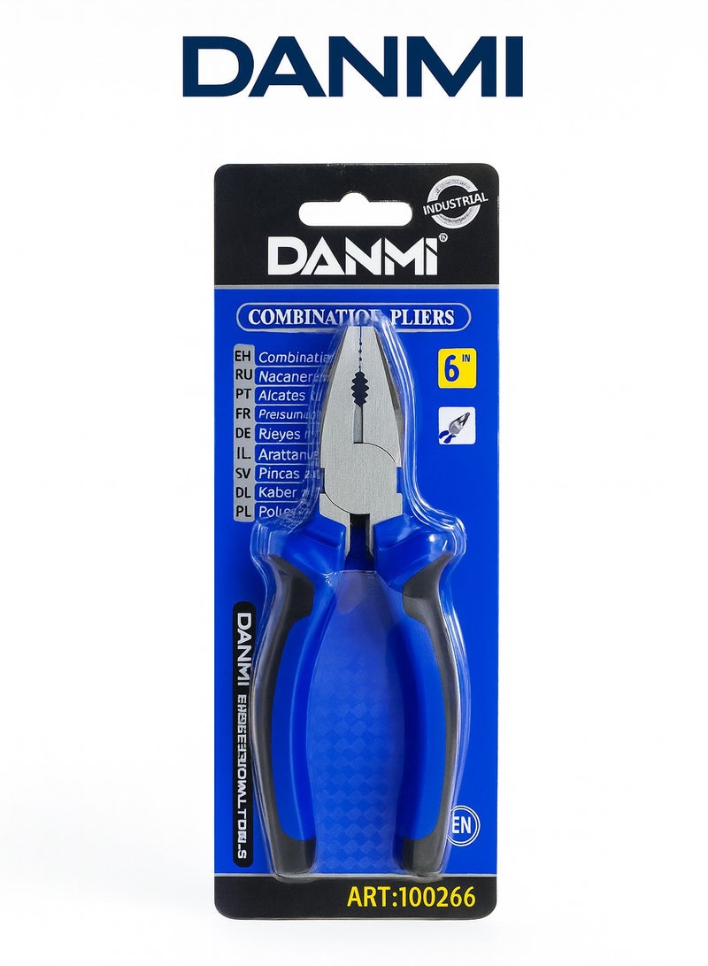 دانمي زرادية متعددة الوظائف DANMI – Combination Pliers – مقاس 6 بوصة (150 مم) – قبضة مريحة مانعة للانزلاق – ART:100266 – للاستخدامات الصناعية والمنزلية - Image 3