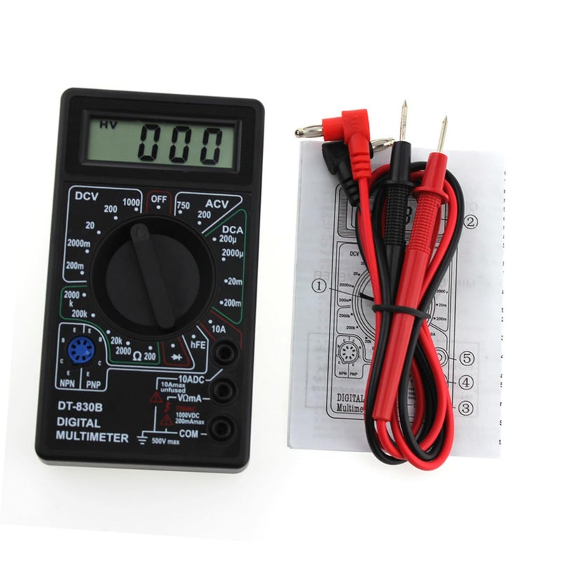 مقياس متعدد رقمي لاختبار الجهد المتردد والمستمر والمقاومة بشاشة LCD محمولة باللون الأسود - Image 1