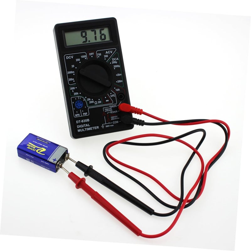 مقياس متعدد رقمي لاختبار الجهد المتردد والمستمر والمقاومة بشاشة LCD محمولة باللون الأسود - Image 3