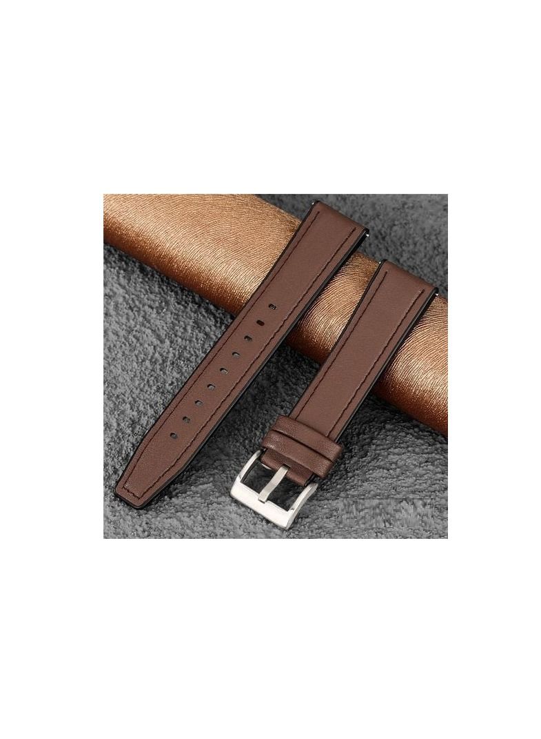 22mm Silicone Leather Replacement Strap Watchband For Xiaomi Amazfit GTR3 GTR 4 / GT R2 / GTR2E- Sport - Brown Silver Buckle - Image 1
