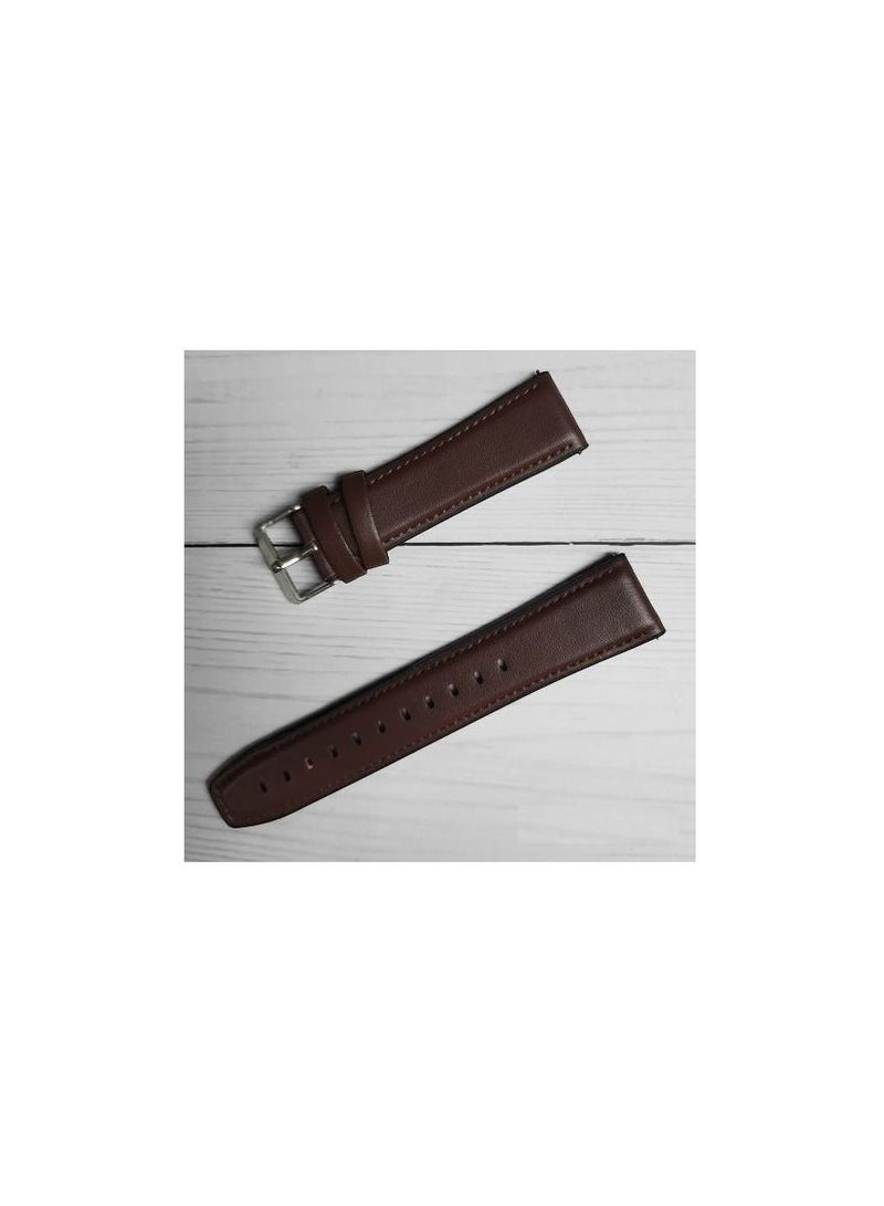 22mm Silicone Leather Replacement Strap Watchband For Xiaomi Amazfit GTR3 GTR 4 / GT R2 / GTR2E- Sport - Brown Silver Buckle - Image 4