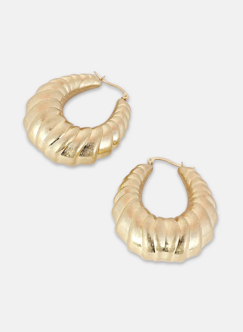 SOHI Chunky-Ripple Artificial Hoop Earring Jewellery