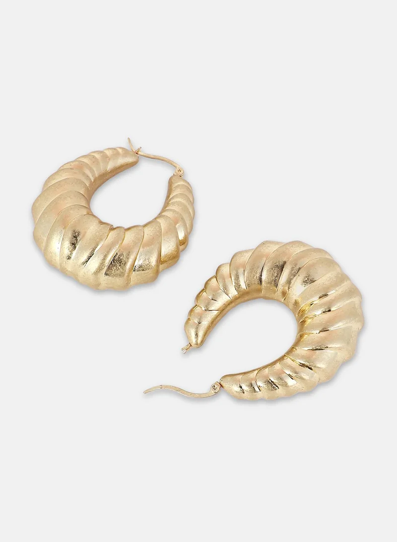 SOHI Chunky-Ripple Artificial Hoop Earring Jewellery